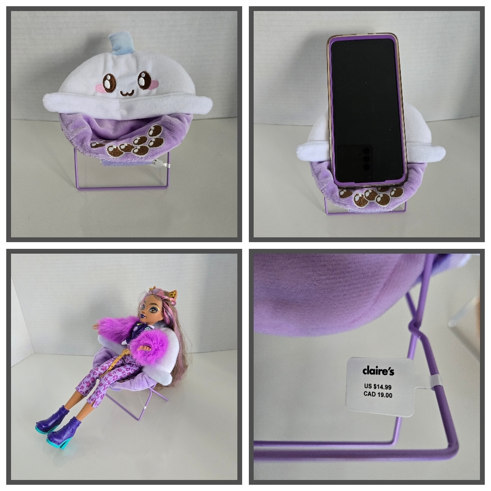NWT Claire's Purple Phone Holder Plush